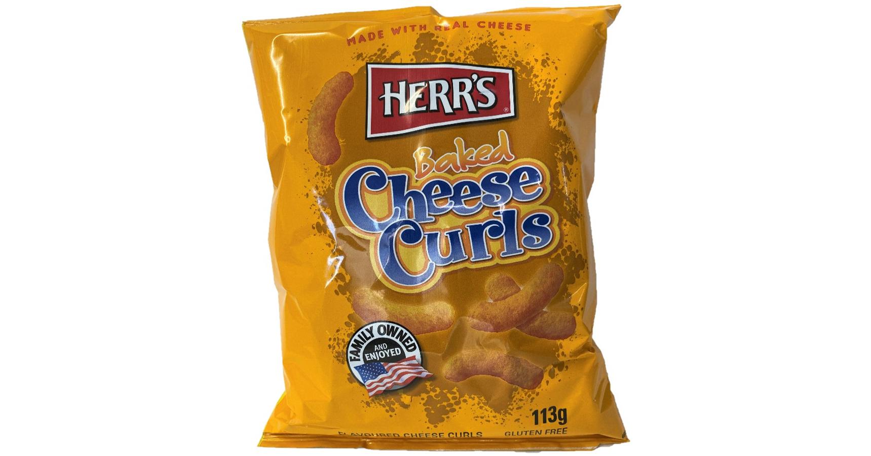 Herr's Baked Cheese Curls sajtos ízesítésű kukorica snack 113g